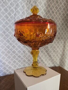 Fenton Candy Dish Cabbage Rose Patern